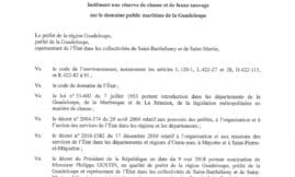 Arrêté DEAL 2019 réserve chasse/faune sauvage maritime Guadeloupe